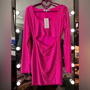 Embellished Hot Pink Barbie peek-a-boo Mini Dress